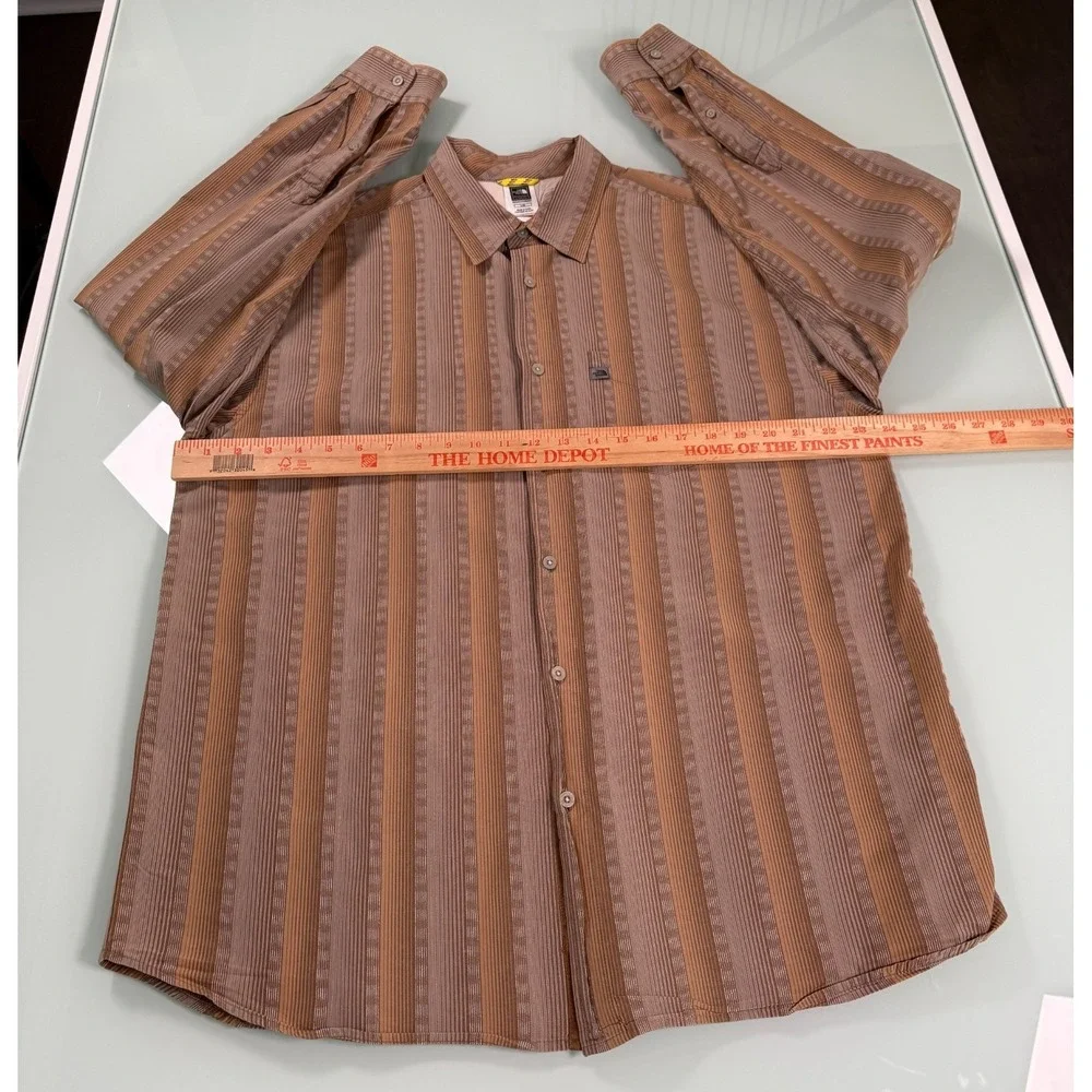 The North Face A5 Series Shirt Men's L Brown Stripe Button Casual DadCore